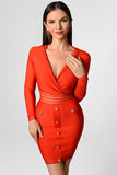 Silas Long Sleeve Bandage Dress - Red