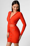 Silas Long Sleeve Bandage Dress - Red