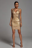 Myrna Golden Bandage Dress