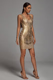 Myrna Golden Bandage Dress