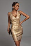 Myrna Golden Bandage Dress