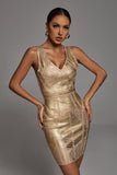 Myrna Golden Bandage Dress