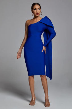 Abbey Blue One Shoulder Bandage Dress
