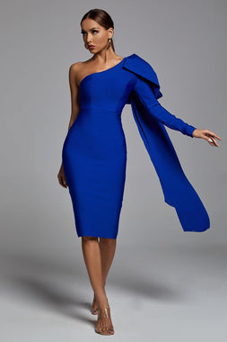 Abbey Blue One Shoulder Bandage Dress