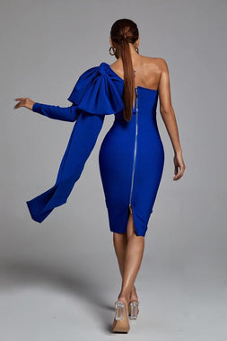 Abbey Blue One Shoulder Bandage Dress