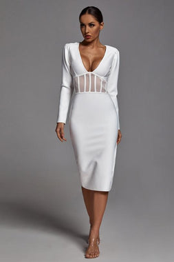 Alani Long Sleeve Bandage Dress In White