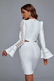 Baham Lace Cutout Bandage Dress- White