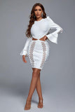 Baham Lace Cutout Bandage Dress- White