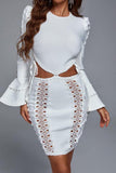 Baham Lace Cutout Bandage Dress- White
