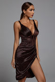 Cereda Chocolate Satin Mini Dress