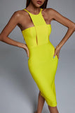 Irana Yellow Midi Bandage Dress
