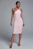 Janan One Shoulder Midi Bandage Dress - Pink