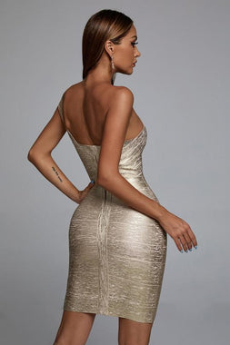 Lika Metallic Mini Bandage Dress - Silver