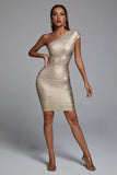 Lika Metallic Mini Bandage Dress - Silver