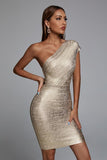 Lika Metallic Mini Bandage Dress - Silver