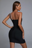 Mimia One Shoulder Chain Mini Bandage Dress