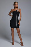Mimia One Shoulder Chain Mini Bandage Dress