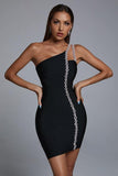 Mimia One Shoulder Chain Mini Bandage Dress