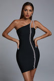 Mimia One Shoulder Chain Mini Bandage Dress