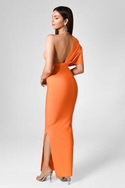 Nico V-neck One-shoulder Bandage Dress - Orange