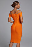 Roanna Orange Bandage Midi Dress