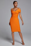 Roanna Orange Bandage Midi Dress