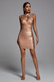 Saelna Golden Bandage Dress