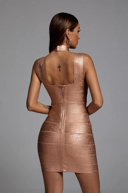 Saelna Golden Bandage Dress