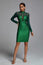 Shimmer Long Sleeve Bandage Dress In Green