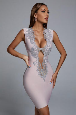 Vlada Embellished Mini Bandage Dress - White