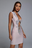 Vlada Embellished Mini Bandage Dress - Lilac