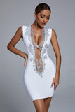 Vlada Embellished Mini Bandage Dress - White