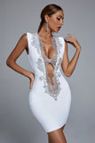 Vlada Embellished Mini Bandage Dress - White