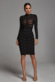 Winry Long Sleeve Mesh Bandage Dress - Black
