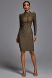 Winry Long Sleeve Mesh Bandage Dress - Black