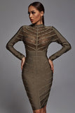 Winry Long Sleeve Mesh Bandage Dress - Black