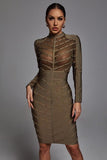 Winry Long Sleeve Mesh Bandage Dress - Black
