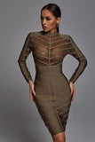 Winry Long Sleeve Mesh Bandage Dress - Black