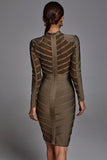 Winry Long Sleeve Mesh Bandage Dress - Black