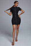 Yaca Zip Mini Bandage Dress - Black