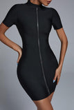 Yaca Zip Mini Bandage Dress - Black