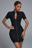 Yaca Zip Mini Bandage Dress - Black