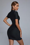 Yaca Zip Mini Bandage Dress - Black