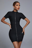 Yaca Zip Mini Bandage Dress - Black