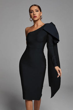 Abbey Black One Shoulder Bandage Dress