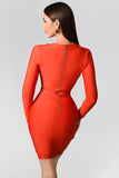 Silas Long Sleeve Bandage Dress - Red