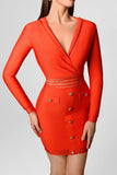 Silas Long Sleeve Bandage Dress - Red