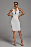 Griselda Halter White Bandage Dress