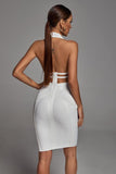 Griselda Halter White Bandage Dress