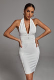 Griselda Halter White Bandage Dress